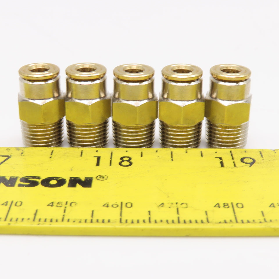 Cmatic M0010011 R1/8 Male x 4mm Push To Connect Nickle Plated Brass Lot /5