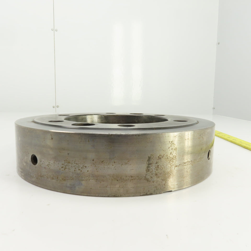 Forkardt Lathe Chuck Adapter Back Plate 10" OD 6-3/4" Hole Centers 2-1/4" W