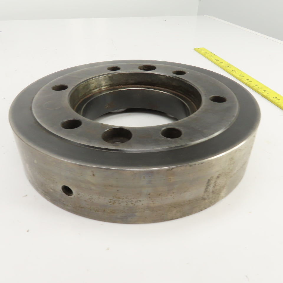 Forkardt Lathe Chuck Adapter Back Plate 10" OD 6-3/4" Hole Centers 2-1/4" W