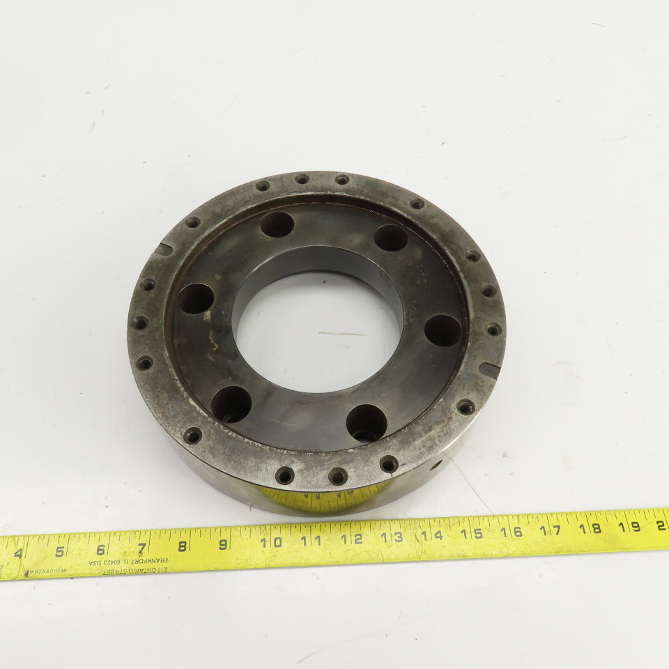 Forkardt Lathe Chuck Adapter Back Plate 10" OD 6-3/4" Hole Centers 2-1/4" W