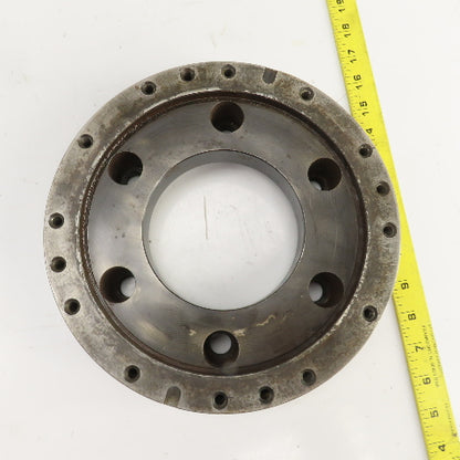 Forkardt Lathe Chuck Adapter Back Plate 10" OD 6-3/4" Hole Centers 2-1/4" W