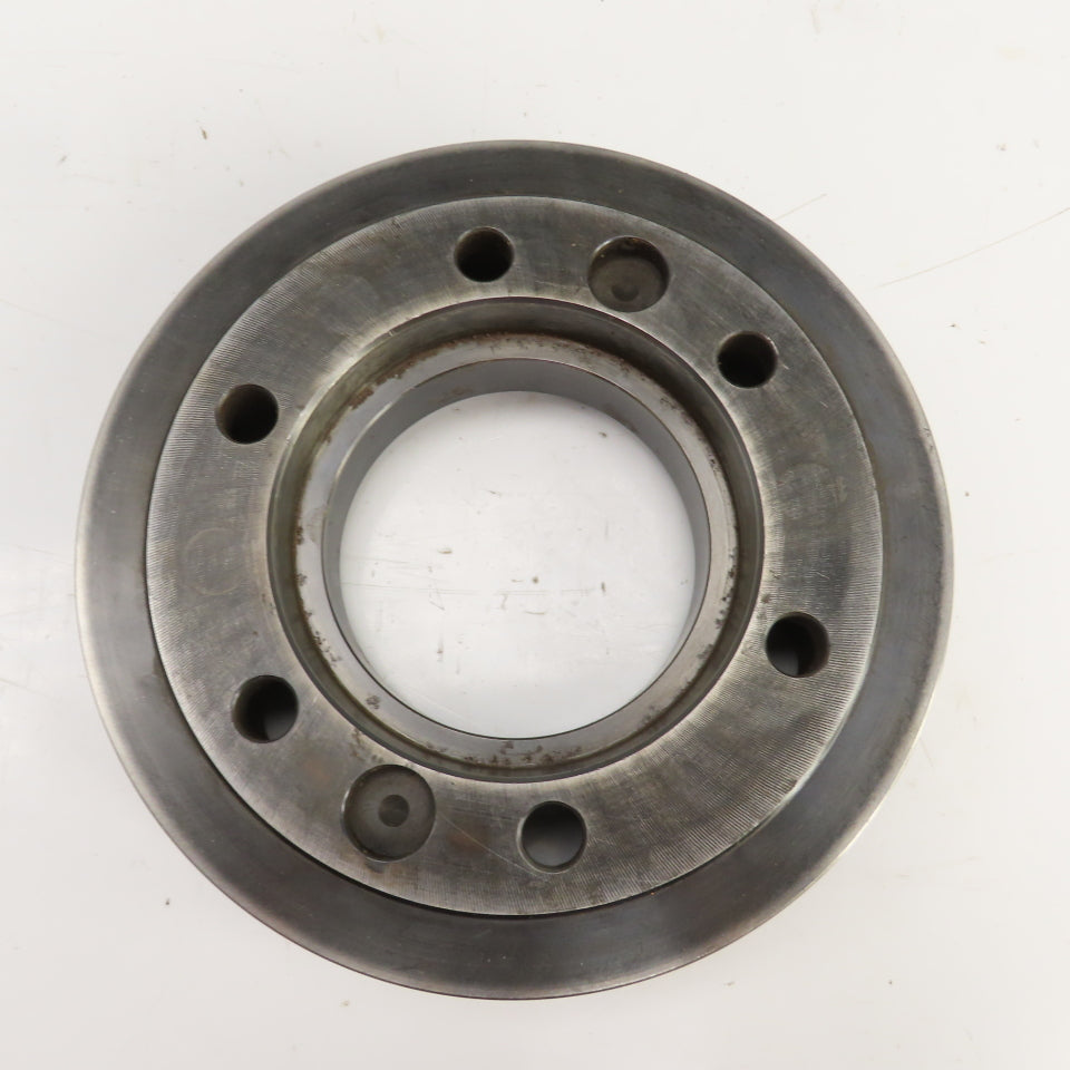 Forkardt Lathe Chuck Adapter Back Plate 10" OD 6-3/4" Hole Centers 2-1/4" W