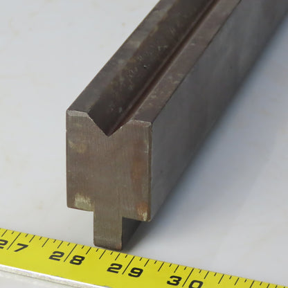 31" Press Brake Forming 90° V Angle Die Block 1/2" Tang 2-3/8" Ht. 1-3/8" Thick