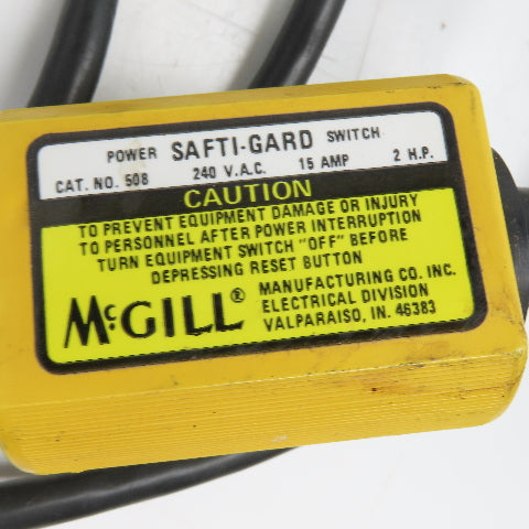 McGill No. 508 Safti-Gard Motor Control On/Off Switch 240VAC 10'