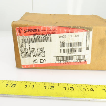 Seminole 0100250500 1/4" NPT x 5" OAL Galvanized Steel Pipe Nipple Lot Of 23