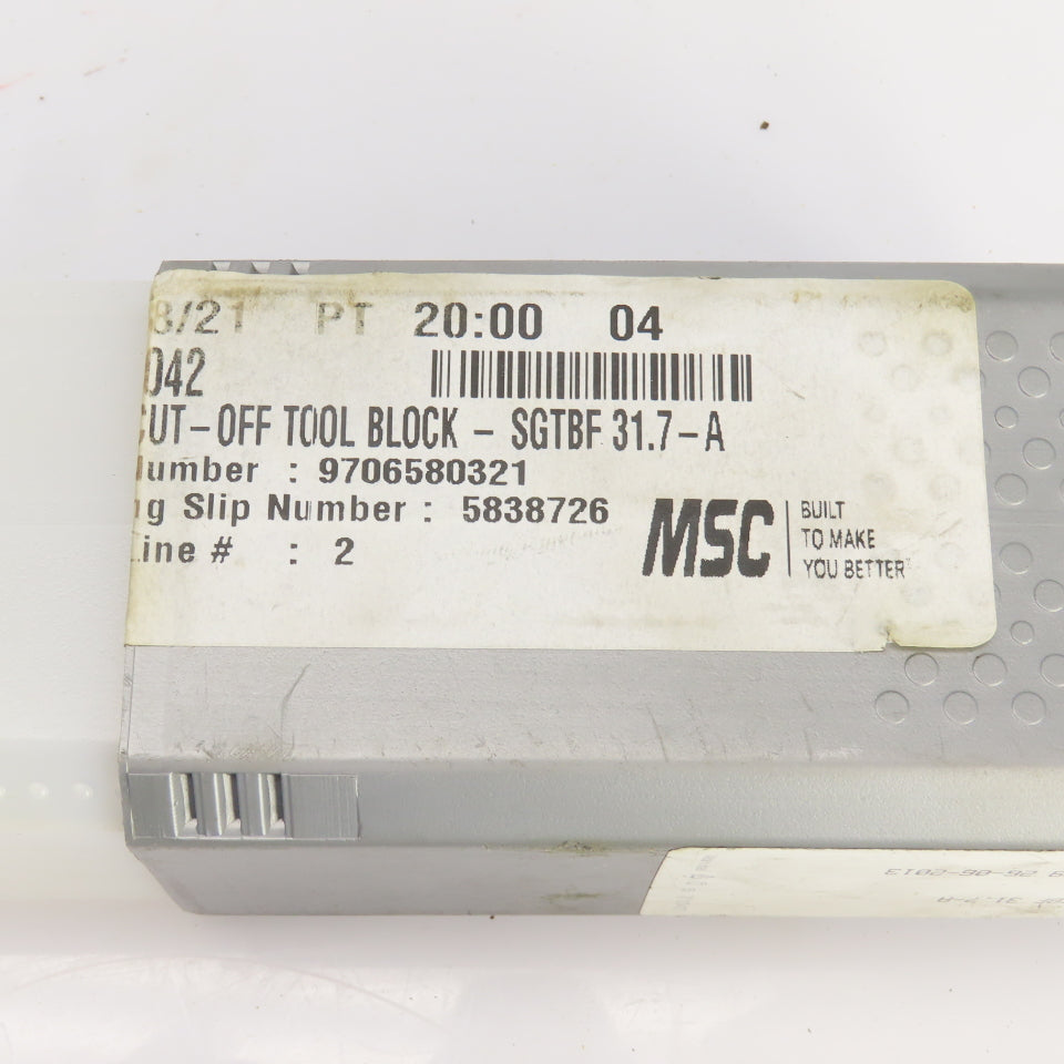 Iscar SGTBF 31.7-A Indexable Cutoff Blade Tool Block 5" OAL 1-1/4" Shank