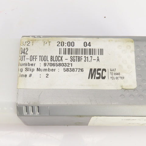 Iscar SGTBF 31.7-A Indexable Cutoff Blade Tool Block 5" OAL 1-1/4" Shank