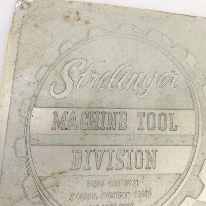 Sterlinger Machine Tool 4-3/8" x 4-3/4" Aluminum Machine Name Legend Plate