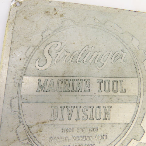Sterlinger Machine Tool 4-3/8" x 4-3/4" Aluminum Machine Name Legend Plate