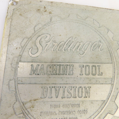 Sterlinger Machine Tool 4-3/8" x 4-3/4" Aluminum Machine Name Legend Plate