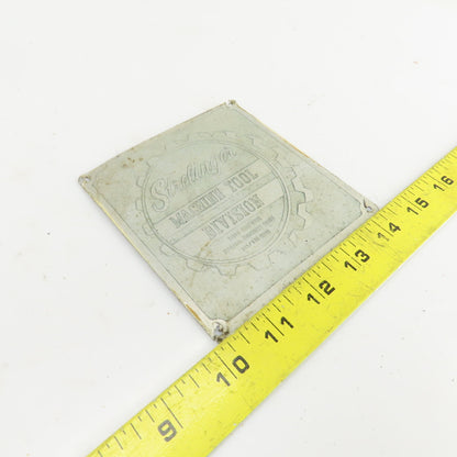 Sterlinger Machine Tool 4-3/8" x 4-3/4" Aluminum Machine Name Legend Plate