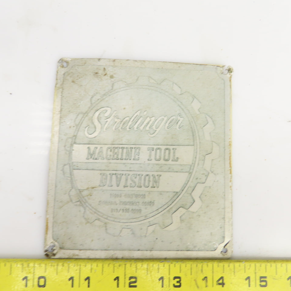 Sterlinger Machine Tool 4-3/8" x 4-3/4" Aluminum Machine Name Legend Plate