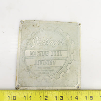 Sterlinger Machine Tool 4-3/8" x 4-3/4" Aluminum Machine Name Legend Plate