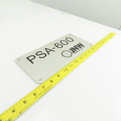 Junger N & W AB PSA-600 10-1/2" x 5" Aluminum Machine Name Legend Plate