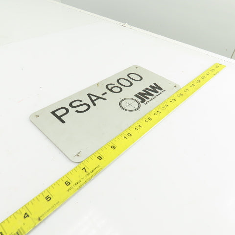 Junger N & W AB PSA-600 10-1/2" x 5" Aluminum Machine Name Legend Plate