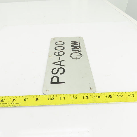 Junger N & W AB PSA-600 10-1/2" x 5" Aluminum Machine Name Legend Plate