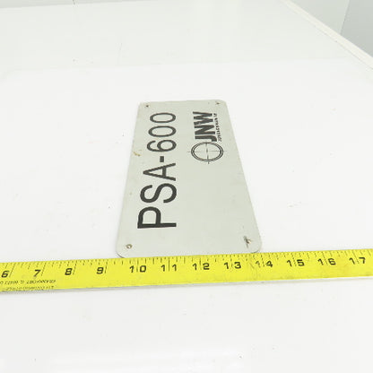 Junger N & W AB PSA-600 10-1/2" x 5" Aluminum Machine Name Legend Plate
