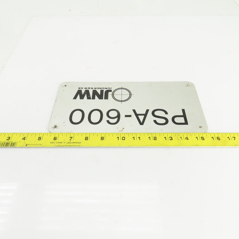 Junger N & W AB PSA-600 10-1/2" x 5" Aluminum Machine Name Legend Plate
