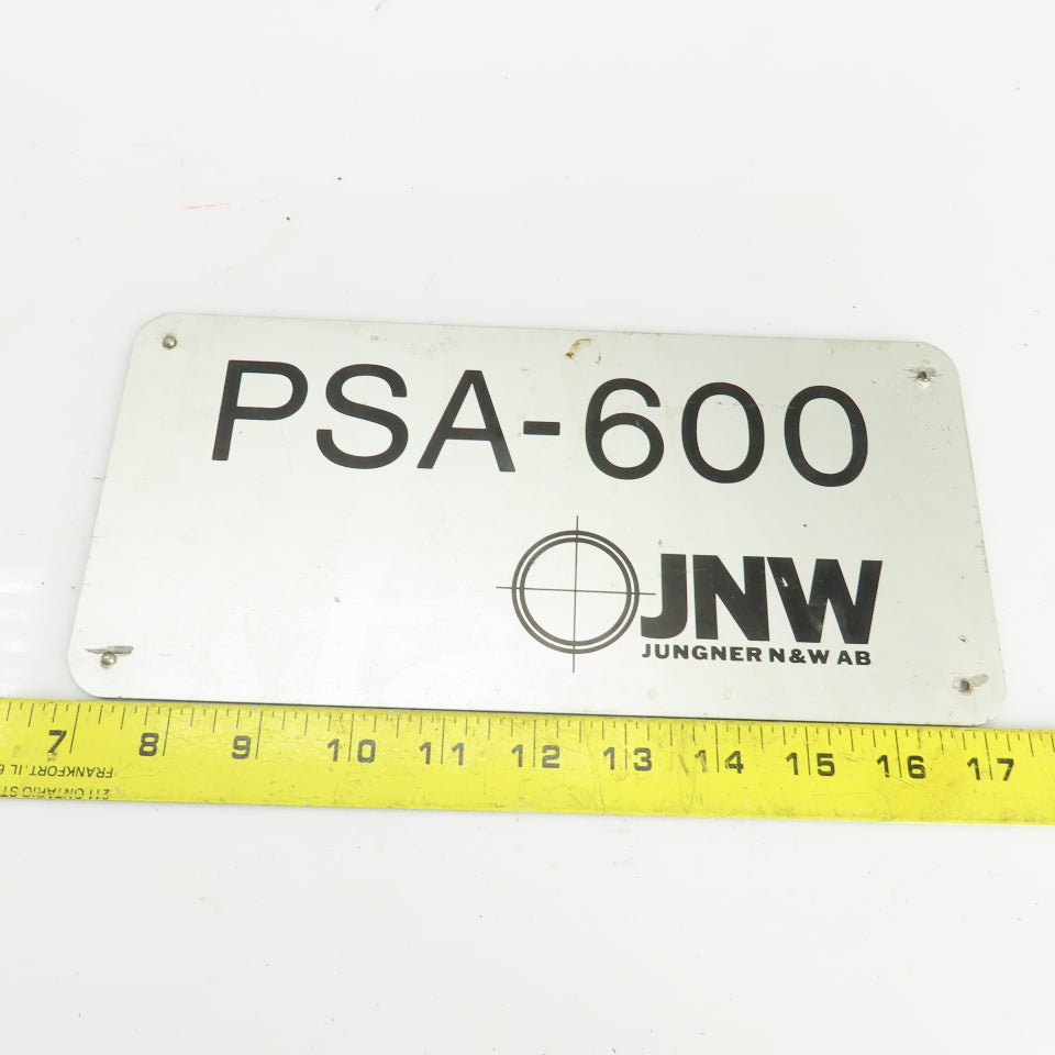Junger N & W AB PSA-600 10-1/2" x 5" Aluminum Machine Name Legend Plate