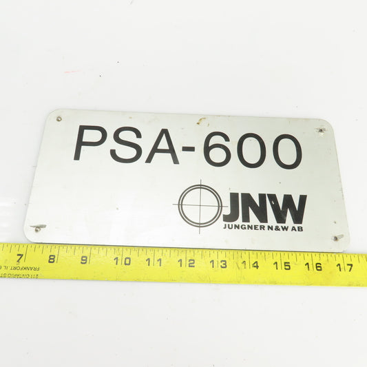 Junger N & W AB PSA-600 10-1/2" x 5" Aluminum Machine Name Legend Plate
