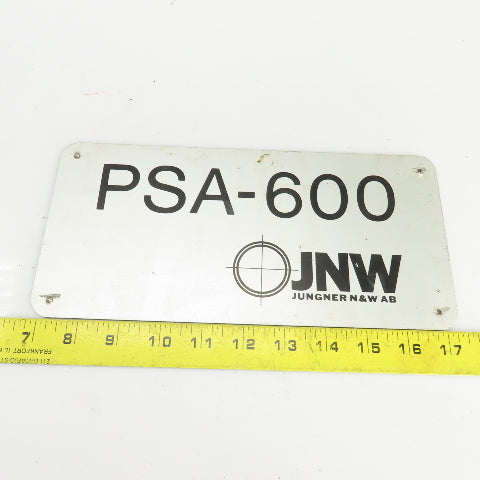Junger N & W AB PSA-600 10-1/2" x 5" Aluminum Machine Name Legend Plate