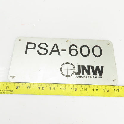 Junger N & W AB PSA-600 10-1/2" x 5" Aluminum Machine Name Legend Plate