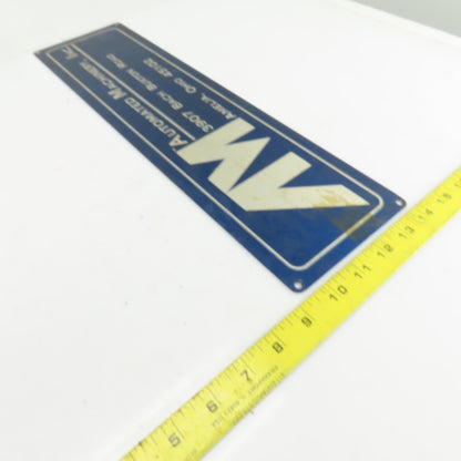 Automated Machinery 18-1/2" x 5" Aluminum Machine Name Legend Plate