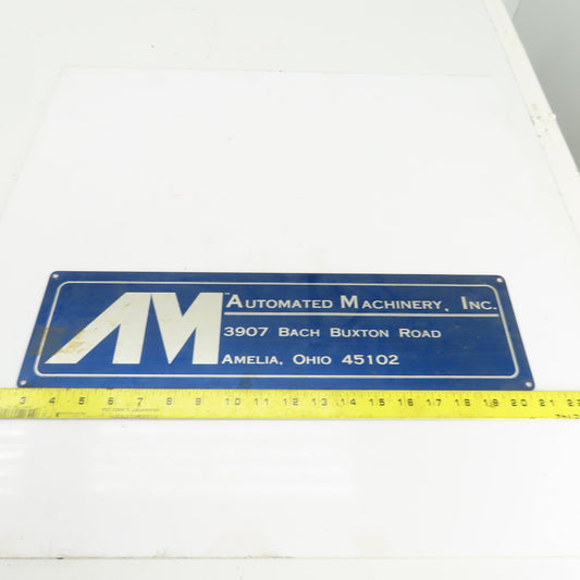 Automated Machinery 18-1/2" x 5" Aluminum Machine Name Legend Plate