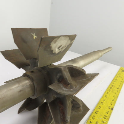 8 Blade Heavy Radial Paddle Wheel Impeller 10" OD 1" Keyed Shaft 41-1/2" OAL