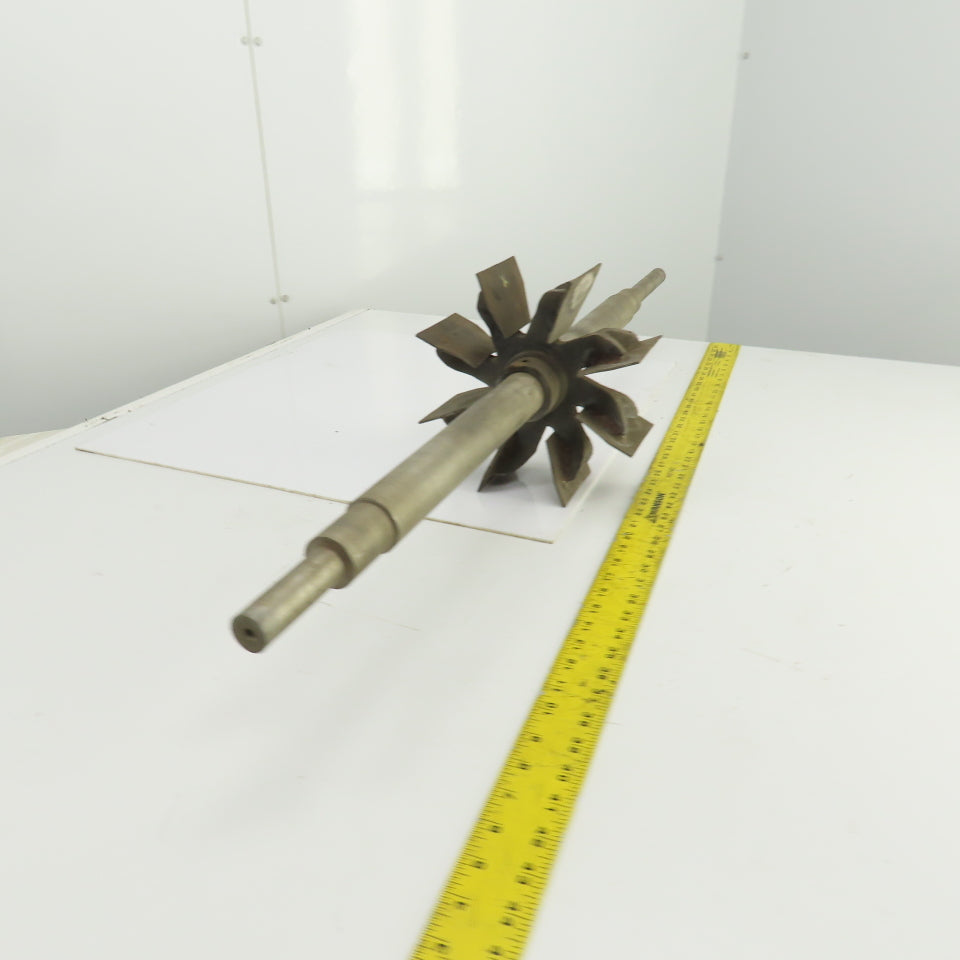 8 Blade Heavy Radial Paddle Wheel Impeller 10" OD 1" Keyed Shaft 41-1/2" OAL
