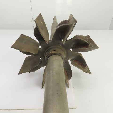 8 Blade Heavy Radial Paddle Wheel Impeller 10" OD 1" Keyed Shaft 41-1/2" OAL