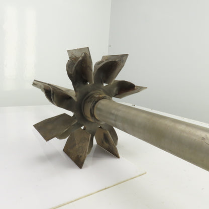 8 Blade Heavy Radial Paddle Wheel Impeller 10" OD 1" Keyed Shaft 41-1/2" OAL