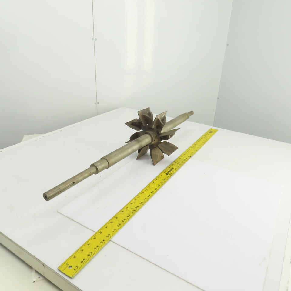 8 Blade Heavy Radial Paddle Wheel Impeller 10" OD 1" Keyed Shaft 41-1/2" OAL