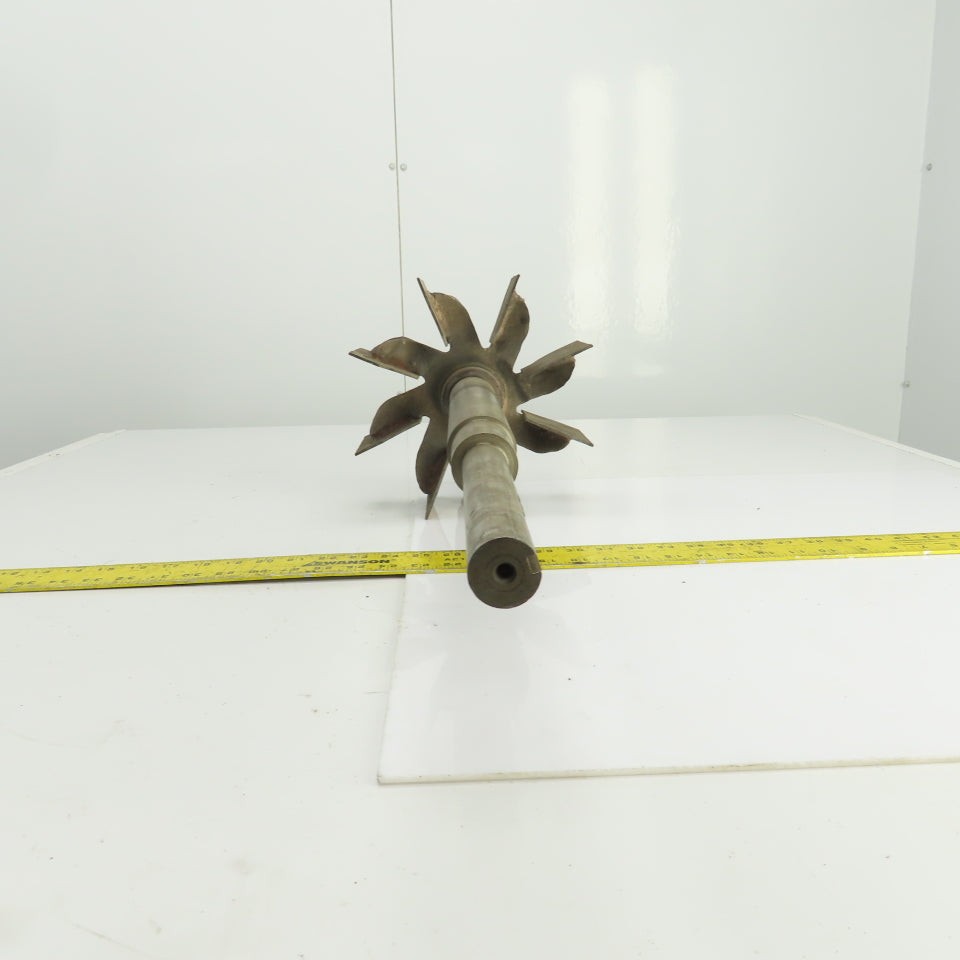 8 Blade Heavy Radial Paddle Wheel Impeller 10" OD 1" Keyed Shaft 41-1/2" OAL