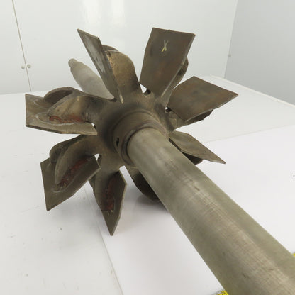 8 Blade Heavy Radial Paddle Wheel Impeller 10" OD 1" Keyed Shaft 41-1/2" OAL