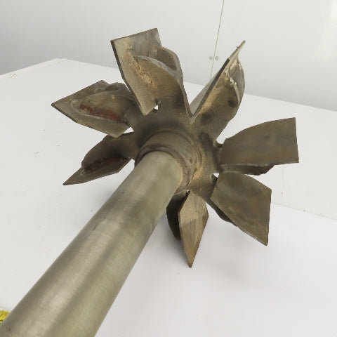 8 Blade Heavy Radial Paddle Wheel Impeller 10" OD 1" Keyed Shaft 41-1/2" OAL