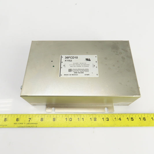 Corcom 36FCD10 F7753 36 Amp EMI Filter 277VAC Phase To GR 480VAC Phase To Phase