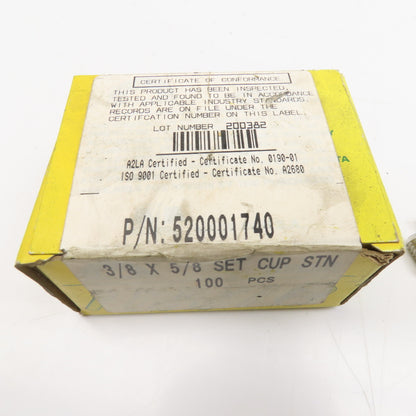 Holo-Krome 520001740 3/8" x 5/8" Long Cup Point Stainless Steel Set Screw Lot 20