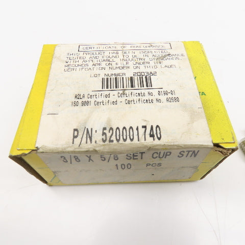 Holo-Krome 520001740 3/8" x 5/8" Long Cup Point Stainless Steel Set Screw Lot 20