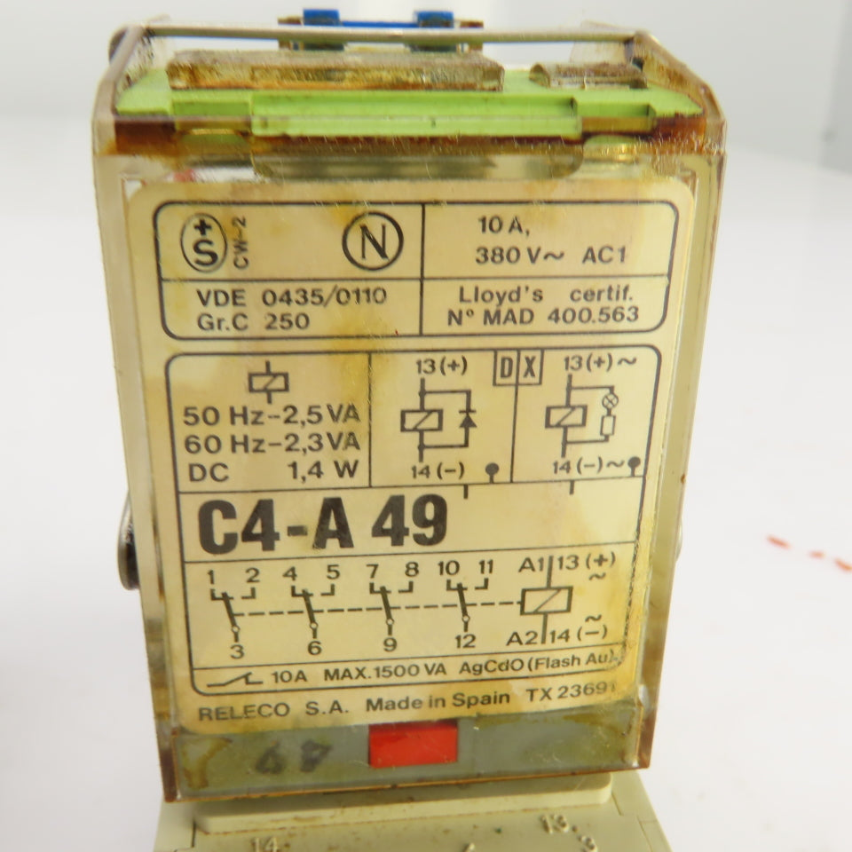 Releco C4-A49 Relay 2.3VA 60HZ 10A 380VAC Lot Of 2