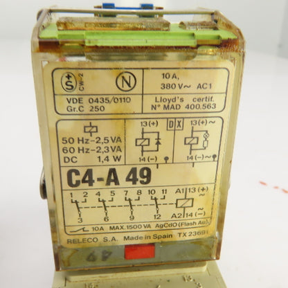 Releco C4-A49 Relay 2.3VA 60HZ 10A 380VAC Lot Of 2