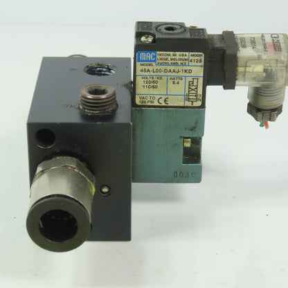 MAC 45A-L00-DAAJ-1KD Pneumatic Solenoid Valve W/120V Coil & Distribution Block