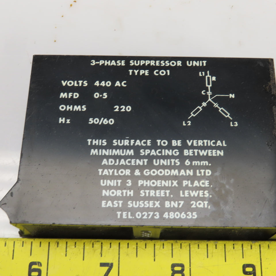 Taylor & Goodman Type CO1 3 Phase Suppressor Unit 440VAC 220HMS 50/60HZ Lot Of 2