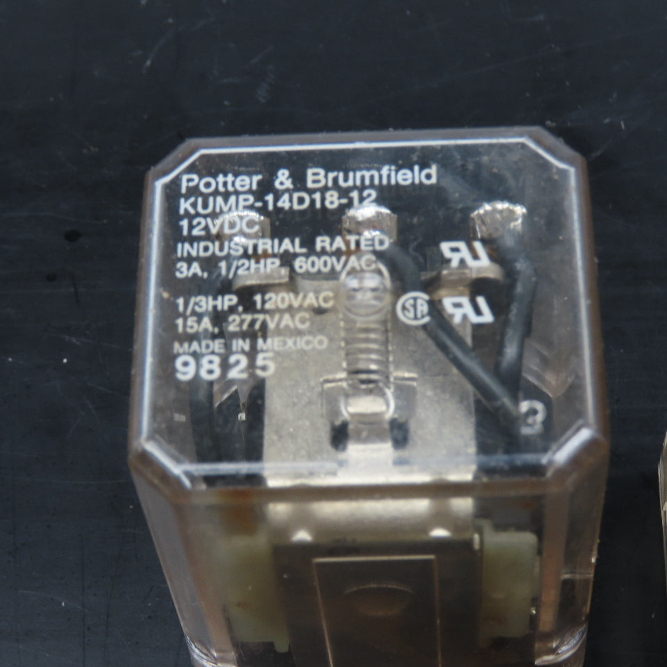 Potter Brumfield KUMP-14D18-12 1/2Hp 600VAC Ice Cube Relay 12VDC Coil Lot Of 2