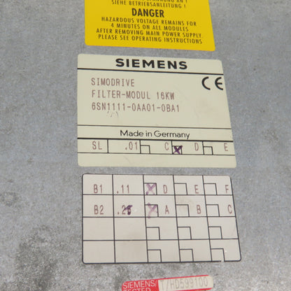 Siemens 6SN1111-0AA01-0BA1 Simodrive Filter Module 16KW