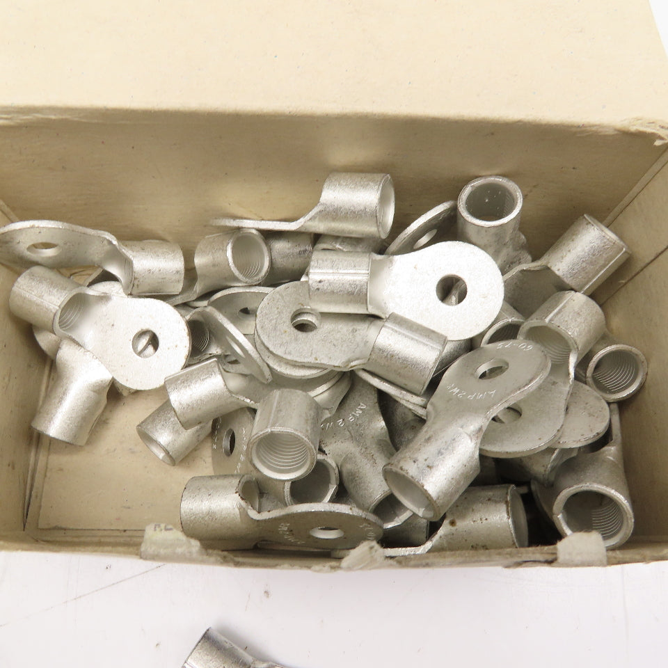 AMP 320138 2AWG Solistrand Tin Coated Wire Terminal Lug 1/4" Stud Lot Of 50