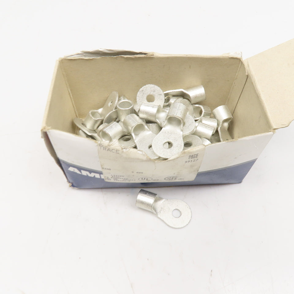 AMP 320138 2AWG Solistrand Tin Coated Wire Terminal Lug 1/4" Stud Lot Of 48