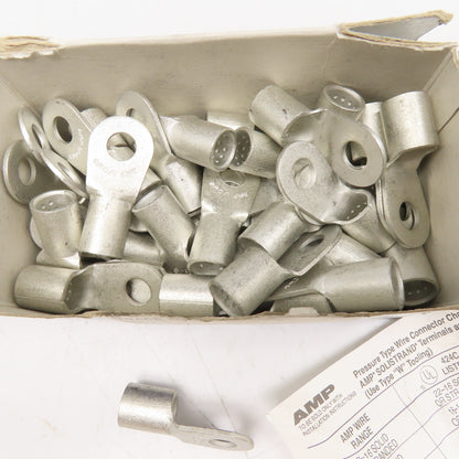 AMP 36917 1AWG Solistrand Tin Coated Wire Terminal Lug 3/8" Stud Lot Of 50