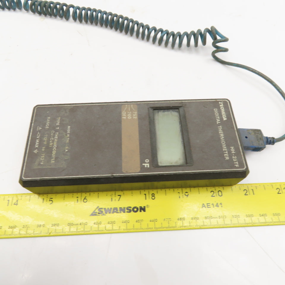 Omega HH-25TF Digital Thermometer -112°F To 752°F W/ 12" Type T Thermocouple