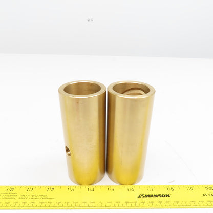 1-5/8" Post Size x 2-1/8" OD Brass Wear Bushing Sleeve 5" OAL Lot Of 2